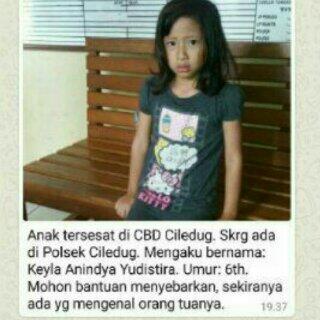 Keyla anindya yudistira anak yang tersesat di CBD cileduk