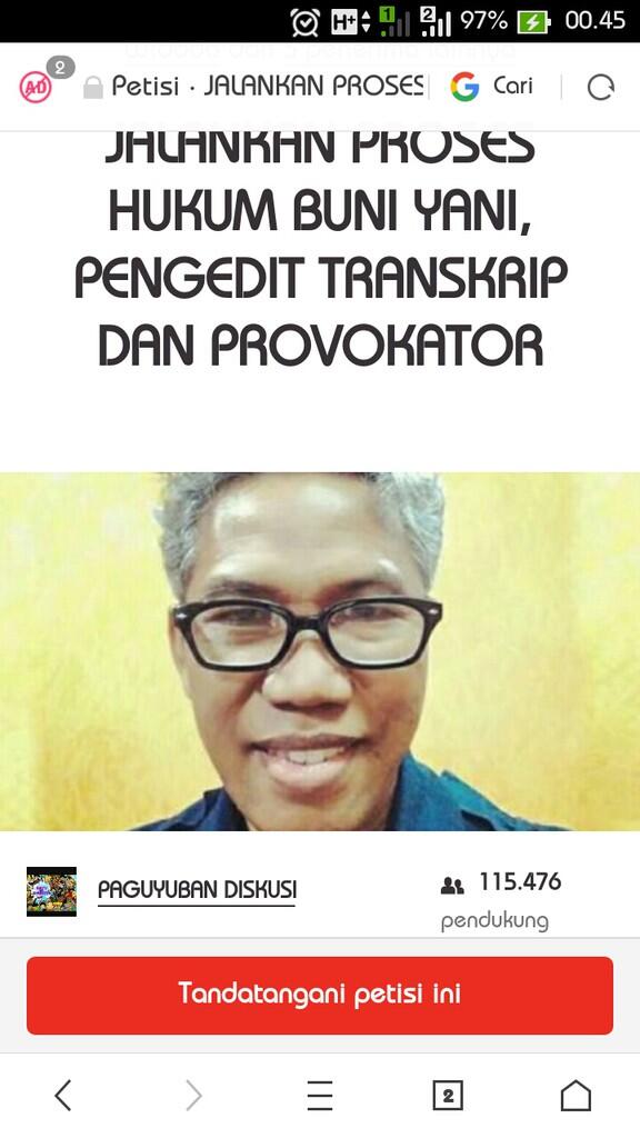 Lebih 99 Ribu Orang Teken Petisi Proses Hukum Buni Yani