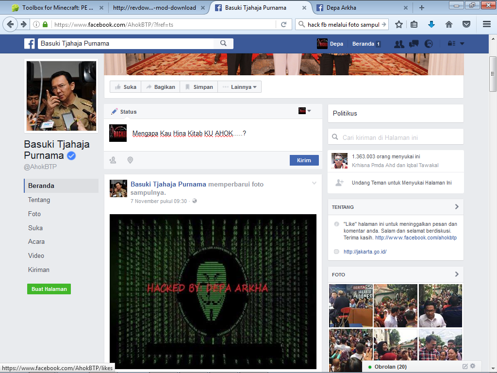 Percaya atau Tidak Bocah ini Hack FB Pak AHOK