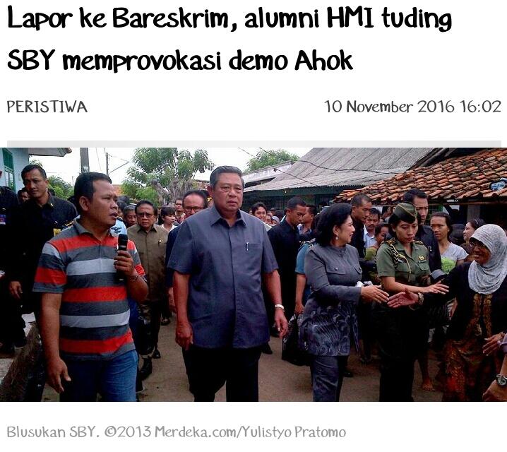 Lapor ke Bareskrim, alumni HMI tuding SBY memprovokasi demo Ahok