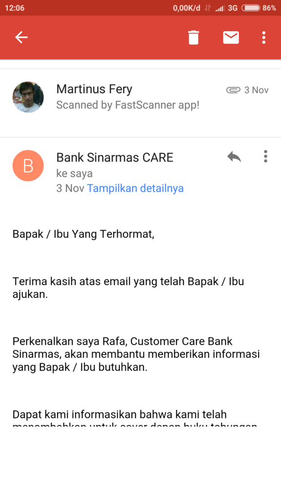 Kecewa dengan pelayanan bank sinarmas