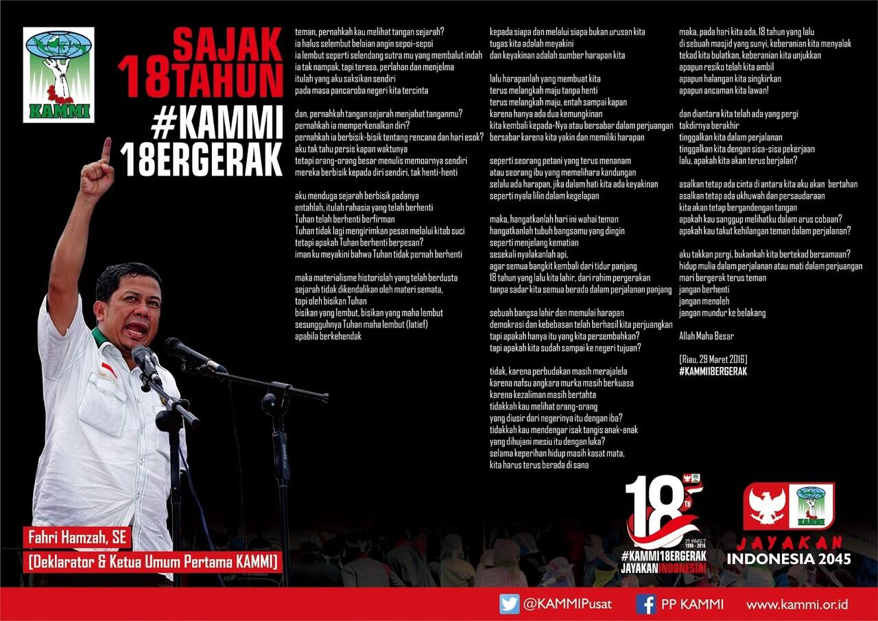 Fahri Hamzah Terpilih Jadi Presiden Keluarga Alumni KAMMI