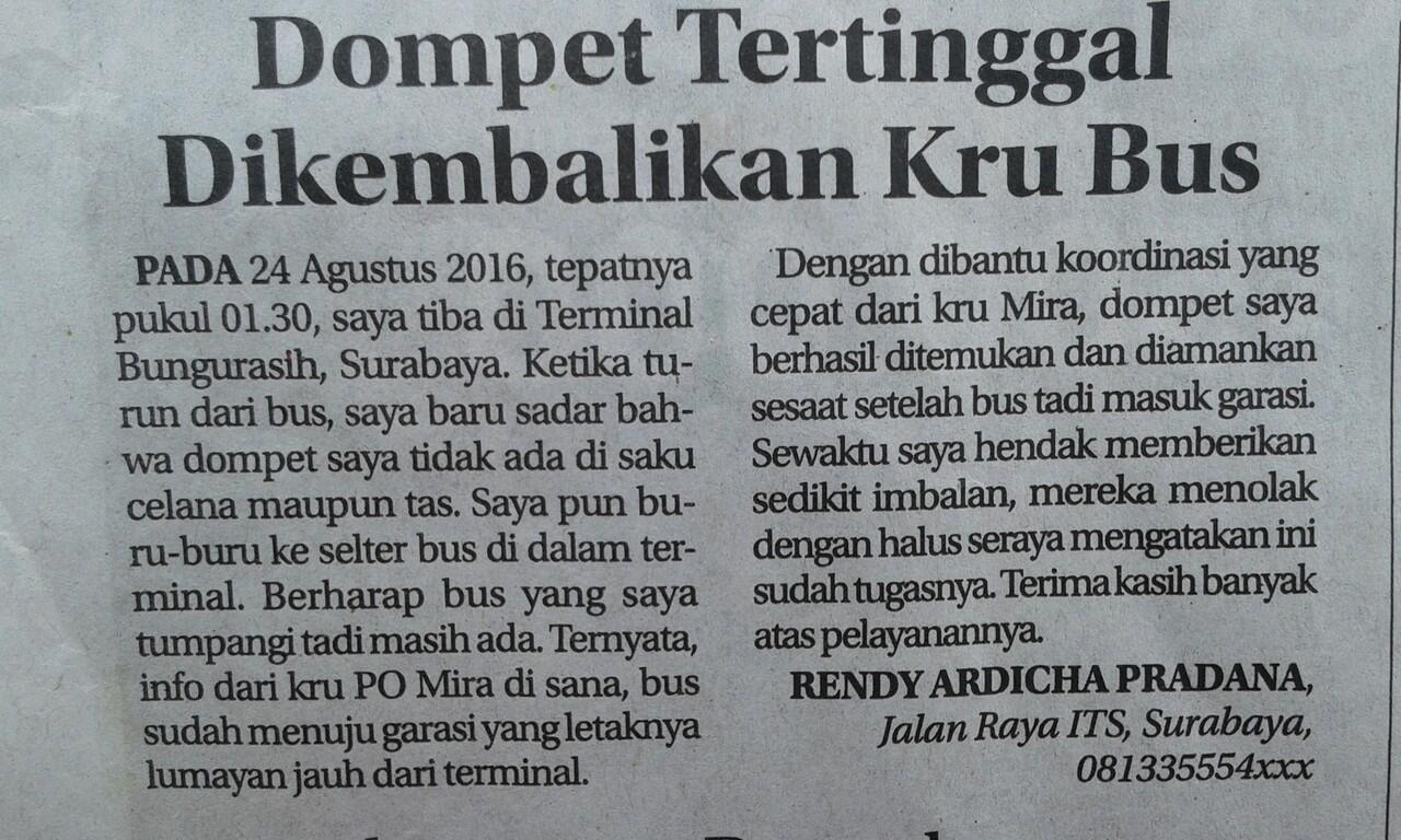 RESPECT kepada kru bis PO MIRA (sby-madiun-solo-yogya PP)