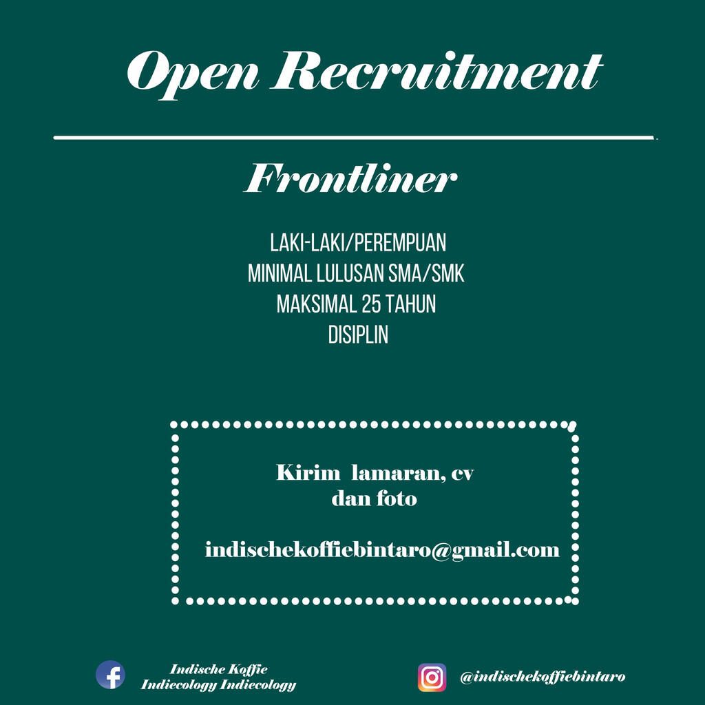 Dibutuhkan Barista dan Frontliner (Full time) Bintaro 