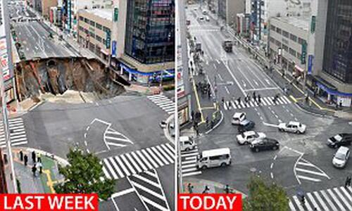 Lubang Raksasa Diperbaiki Cuma Seminggu, Netizen Kagumi Kerja Keras Jepang