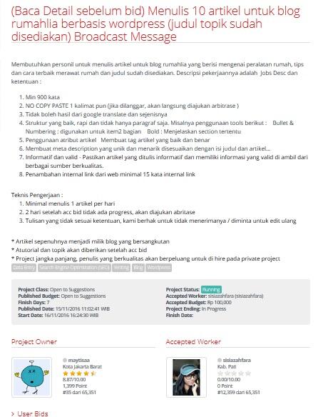 &#91;LOWONGAN FREELANCER&#93; Menulis 10 artikel untuk blog rumahlia berbasis wordpress
