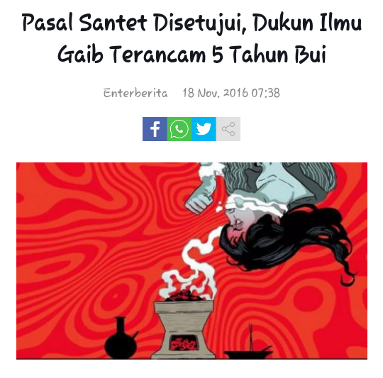 Pasal Santet Disetujui, Dukun Ilmu Gaib
Terancam 5 Tahun Bui