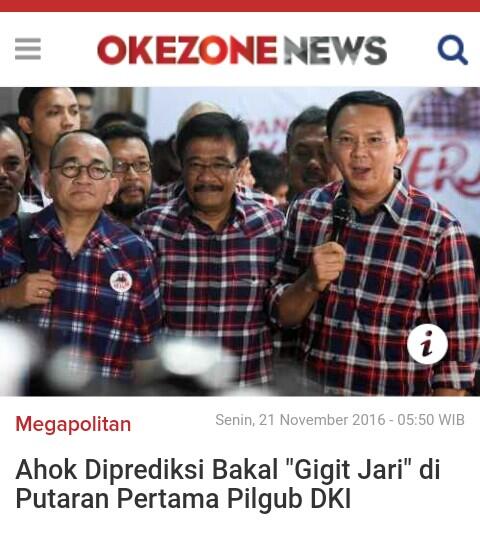 
Ahok Diprediksi Bakal &quot;Gigit Jari&quot; di Putaran Pertama Pilgub DKI