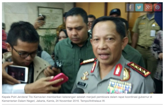 Kapolri: Kasus Ahok Tak Ada Kaitannya dengan SARA