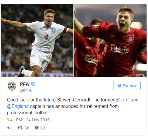 Steven Gerrard Resmi Pensiun, Banjir Pujian Dari Netizen