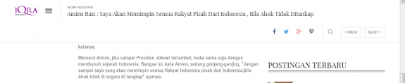Berita Amien Rais Ajak Pisah dari Indonesia Hoax