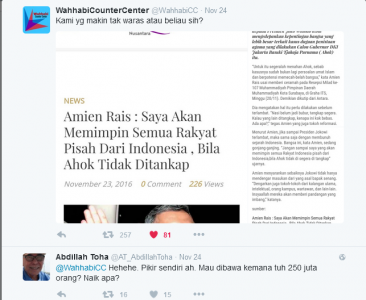 Berita Amien Rais Ajak Pisah dari Indonesia Hoax