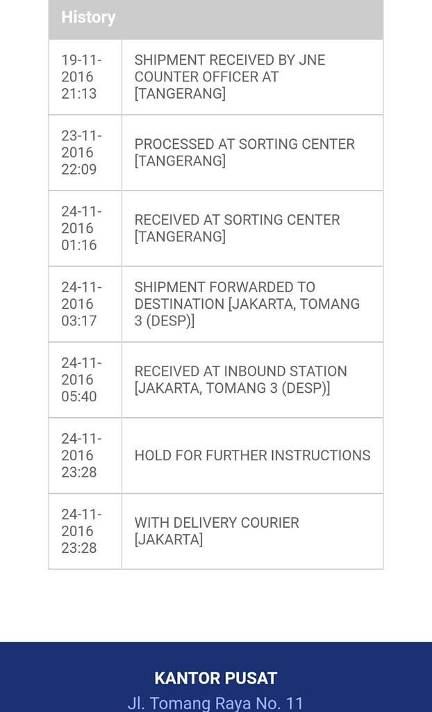 Lambatnya pengiriman paket JNE dan cuek nya cs JNE