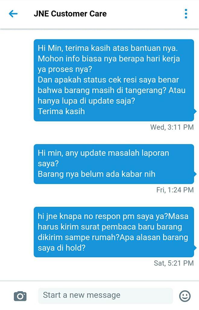 Lambatnya pengiriman paket JNE dan cuek nya cs JNE