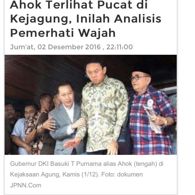 Ahok Terlihat Pucat di Kejagung, Inilah Analisis Pemerhati Wajah