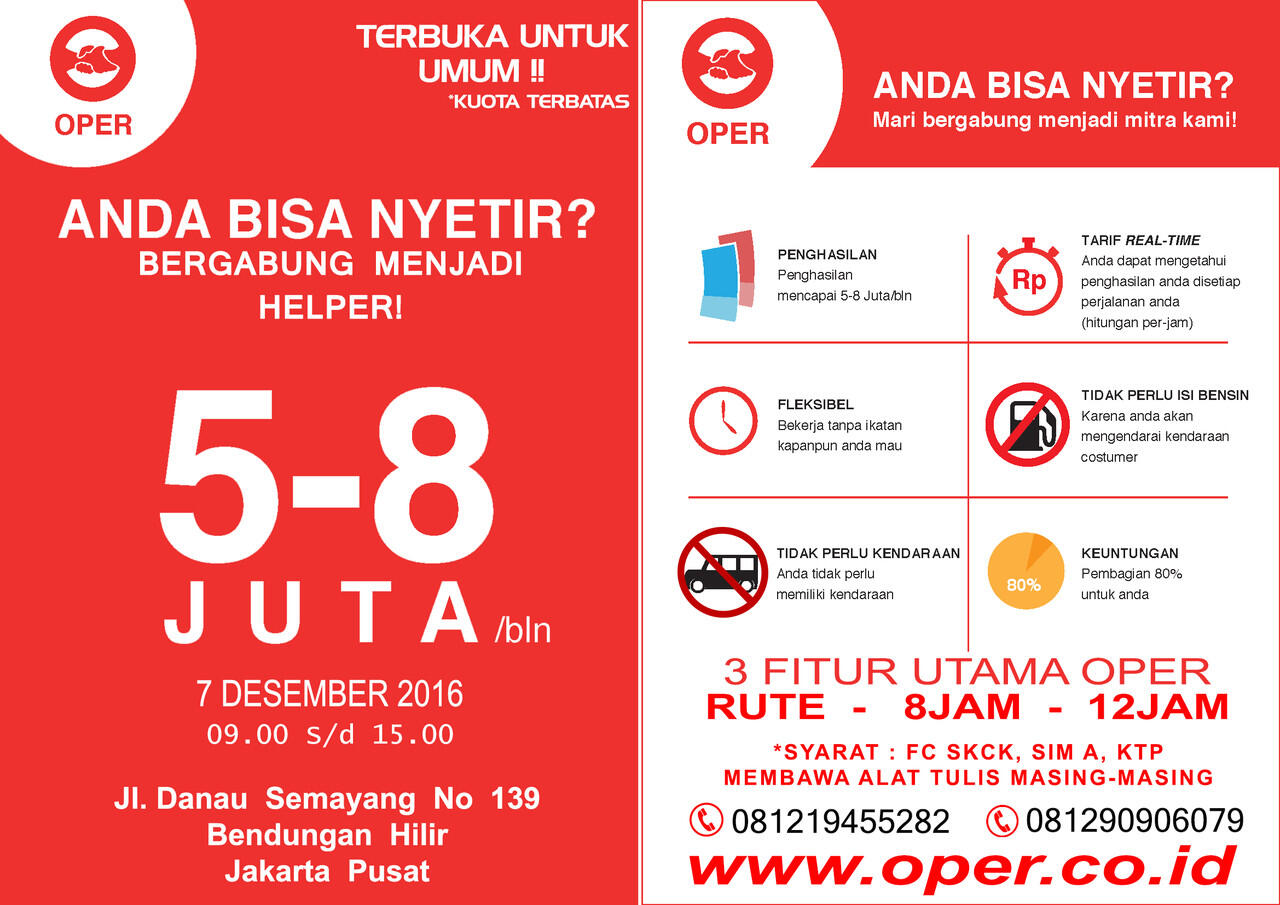 Jasa supir online (oper indonesia) pertama di indonesia
