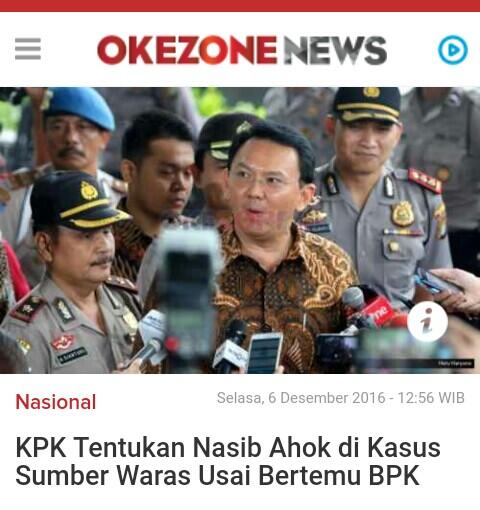 KPK Tentukan Nasib Ahok di Kasus Sumber Waras Usai Bertemu BPK