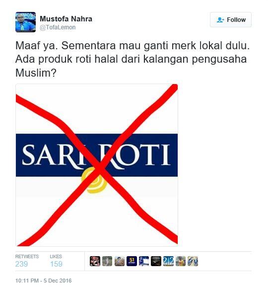 Sari Roti Tidak Mau Dikaitkan dengan Aksi 212, Politikus PKS Ini Kecewa Berat