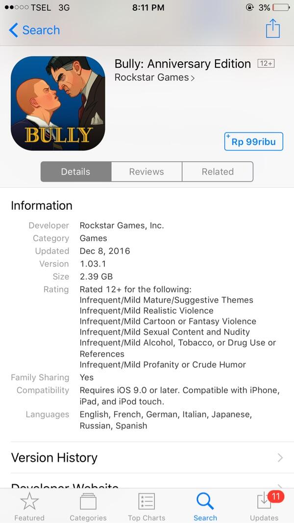 Game &quot;BULLY&quot; versi mobile sekarang tersedia di google play store dan appstore