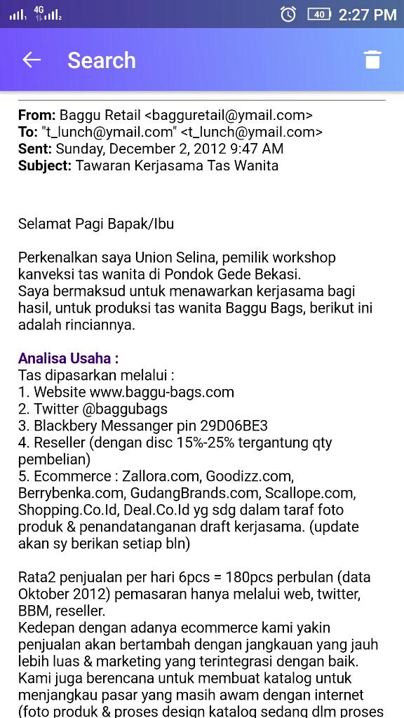 SUrat Terbuka untuk UNION SELINA pemilik @sajadahtebal