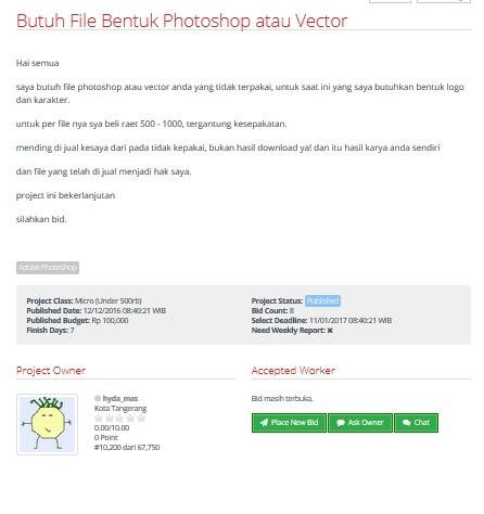 &#91;LOWONGAN FREELANCER&#93; Butuh File Bentuk Photoshop atau Vector