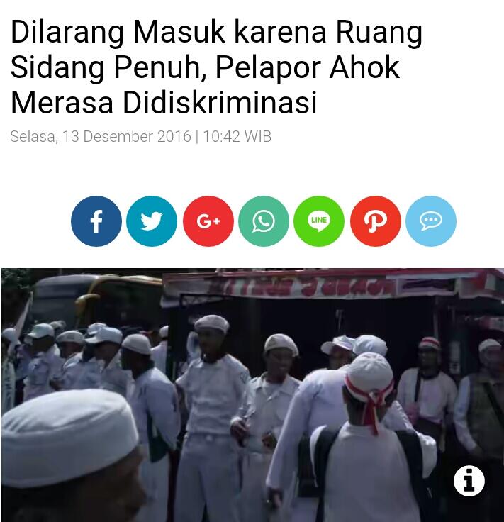 Dilarang Masuk karena Ruang Sidang Penuh, Pelapor Ahok Merasa Didiskriminasi