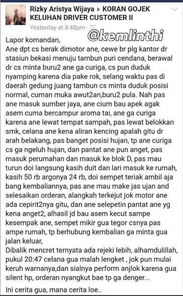 Penumpang BAB Di Motor,Driver Ojek:Ngerasa Ada Yg Anget,Gak Curiga Soalnya Lg Hujan