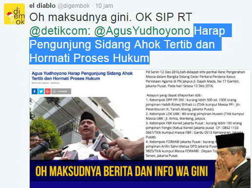 Agus Yudhoyono Harap Pengunjung Sidang Ahok Tertib dan Hormati Proses Hukum
