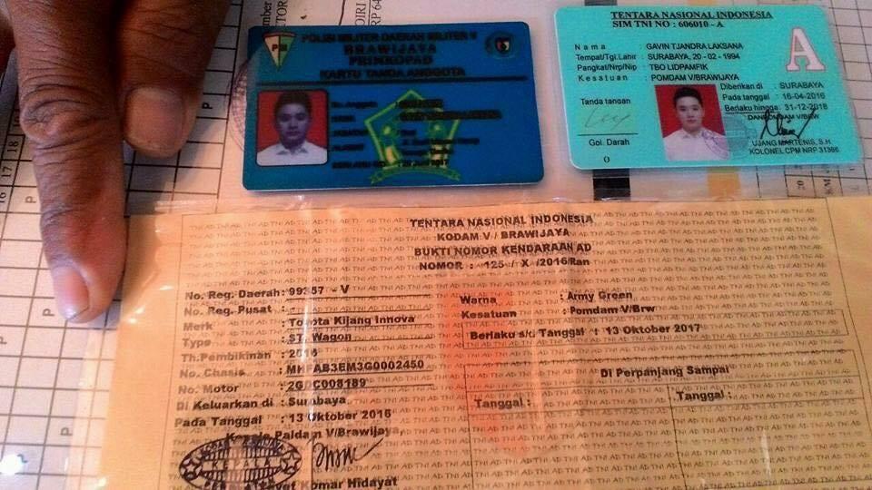 Pemalsuan KTA dan bawa kendaraan Plat TNI