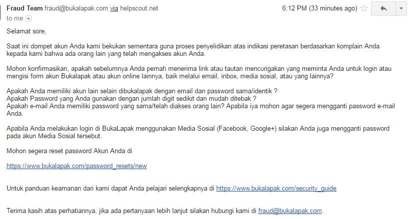 Hati Hati yang ada dana menggantung di account Bukalapaknya.