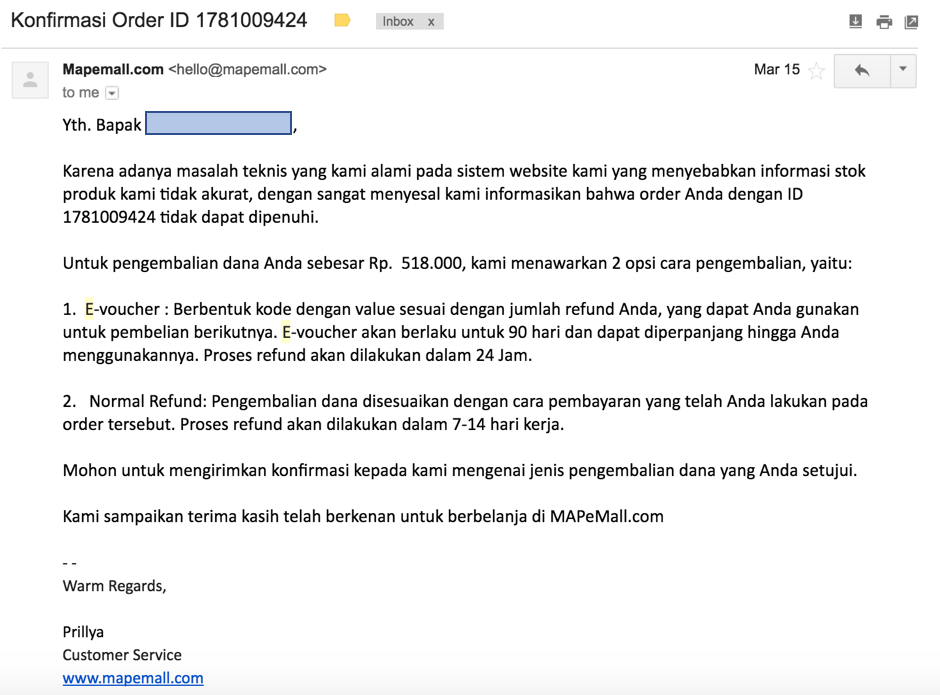 MAP E-Mall - Informasi Stok Sering Tidak Akurat