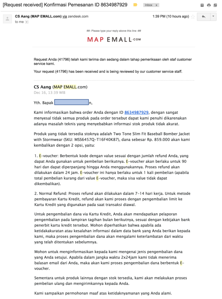 MAP E-Mall - Informasi Stok Sering Tidak Akurat
