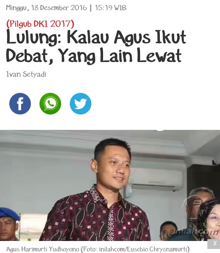 Lulung: Kalau Agus Ikut Debat, Yang Lain Lewat