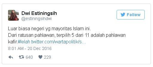Pahlawan Disebut Kafir Dwi Estiningsih Dipolisikan