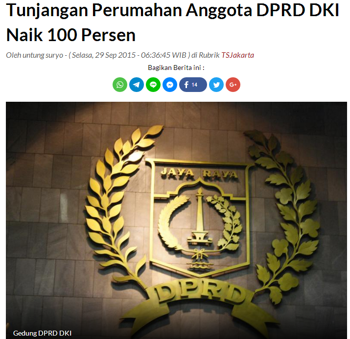 Sekda DKI Sebut Kenaikan Anggaran DPRD Diteken Ahok