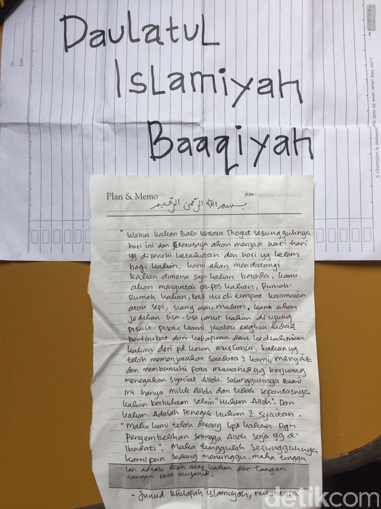 Ini Isi Pesan Surat Wasiat yang Ditemukan di Markas Teroris di Jatiluhur