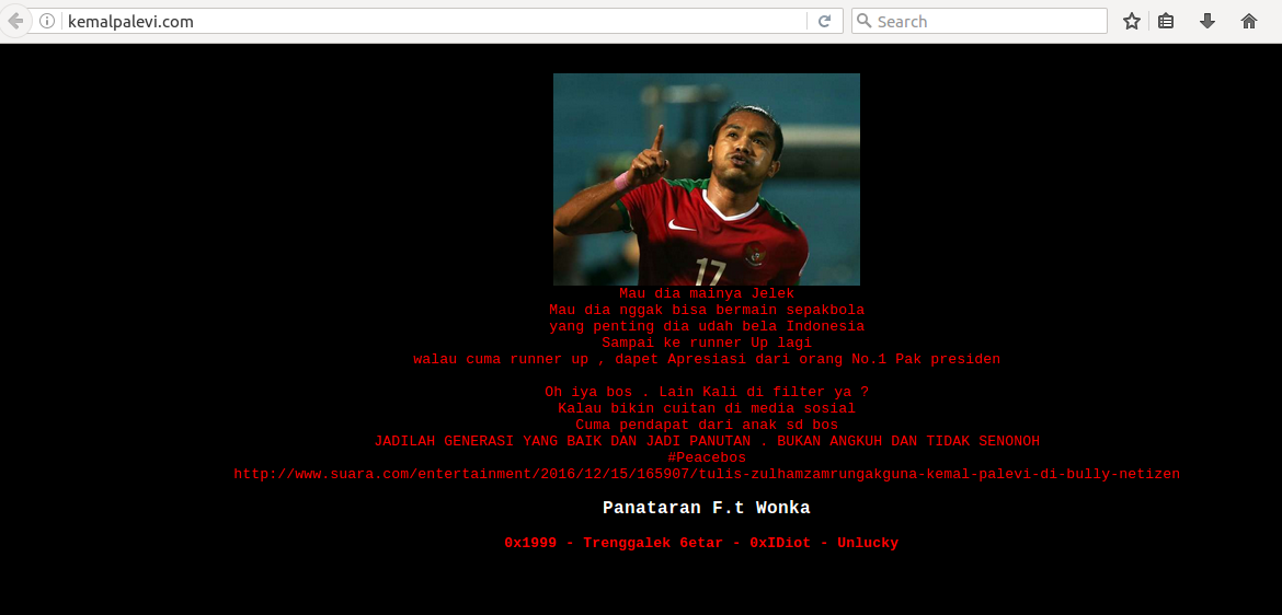 &#91;BREAKING NEWS&#93; Hacker Retas Situs Milik Kemal Palevi,Aktor Youtubers