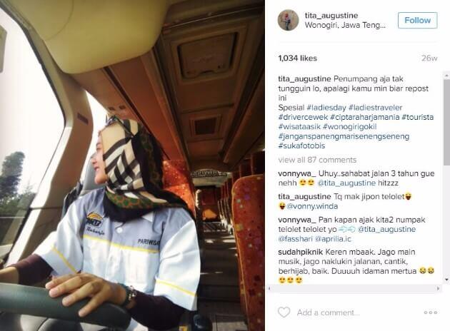 Kenalkan Tita Eka Agustine, Sopir Bus Telolet Cantik