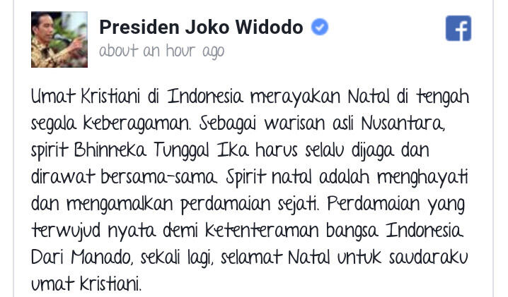 Ini Pesan Penting Jokowi di Natal Nasional 2016