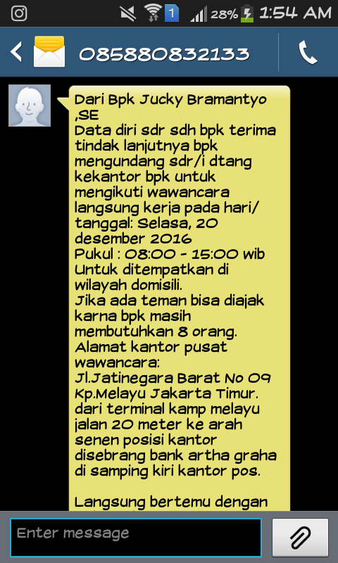 PENIPUAN LOWONGAN KERJA MENGATASNAMAKAN SU*ERIND*