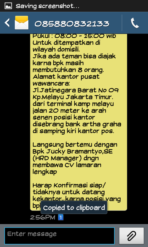 PENIPUAN LOWONGAN KERJA MENGATASNAMAKAN SU*ERIND*