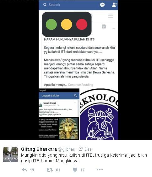 Heboh, Unggahan di FB Haram Kuliah Di ITB Gara-gara Lambang Kampus