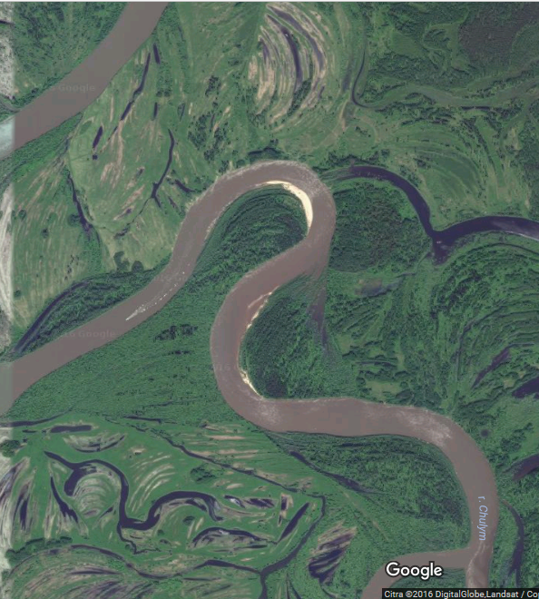 Sungai Chulym Rusia, Cakep dah Tapi ane nemu begini di Google Maps 