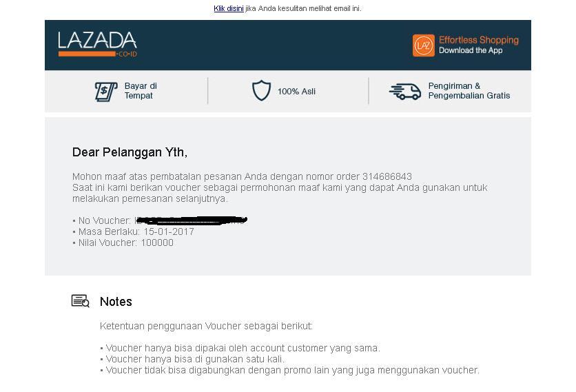 Kekecewa terhadap Lazada Pesanan dibatalkan LAGI 