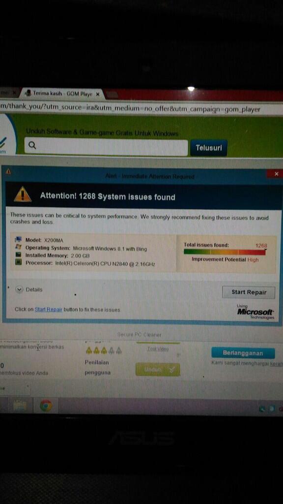 Masalah setelah instal ulang WINDOWS 8 karena Virus