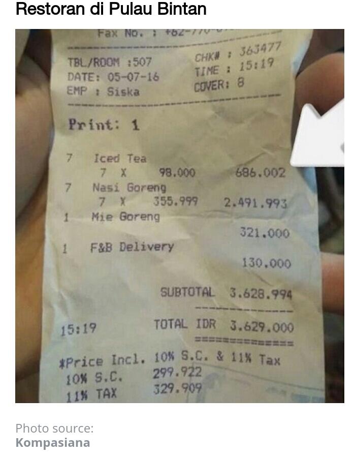 Beberapa Tragedi Warung Makan Yang Mematok Harga Selangit!