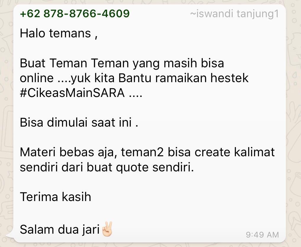 Netizen Heboh, Muncul Instruksi Memfitnah Cikeas Bermain SARA