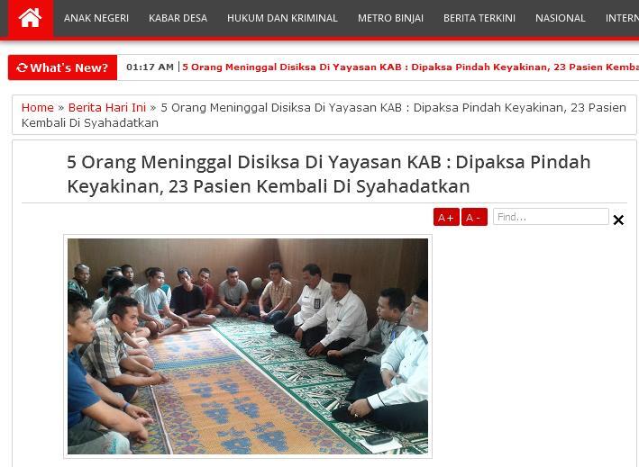 5 orang meninggal di siksa di yayasan KAB, dipaksa pindah keyakinan 