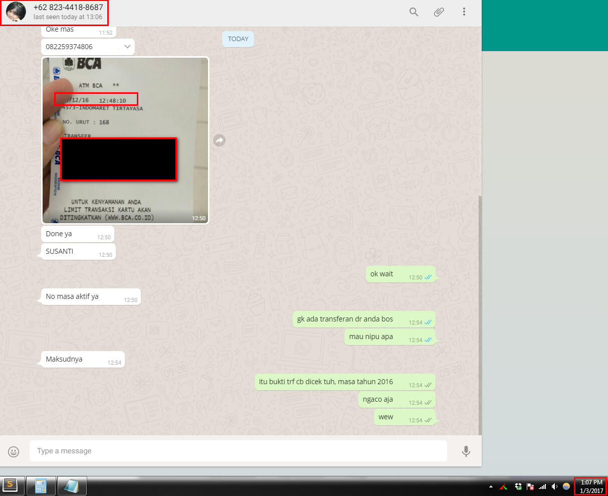 Watchout sama nomor 082344188687 bos, baru aja mau coba nipu
