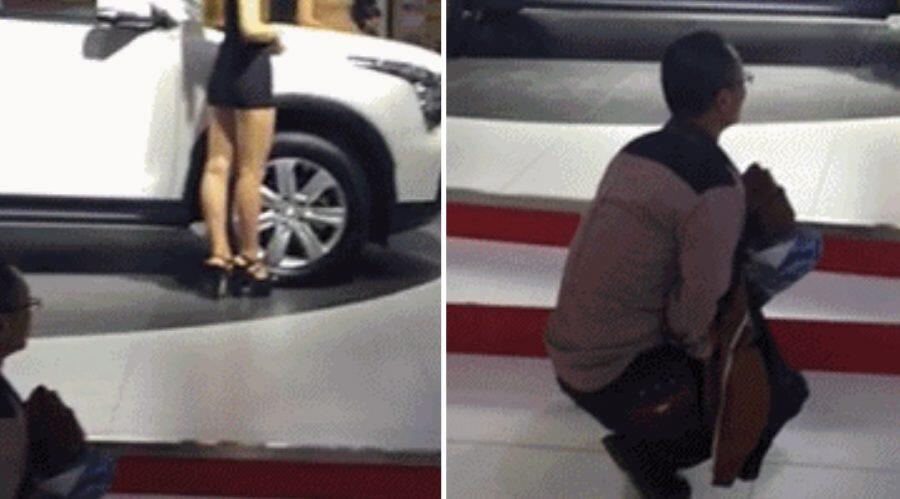 Pervert Caught Masturbating to Models at Chinese Auto Show